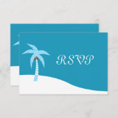 Blue Caribbean Palm Tree RSVP Card (Vorne/Hinten)