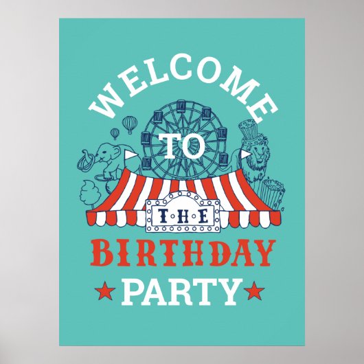 Blue Carnival Circus Baby Birthday Kids House Part Poster (Vorne)