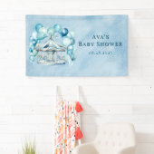 Blue Carousel mit Arch Balloons Boy Baby Dusche Banner (Insitu)