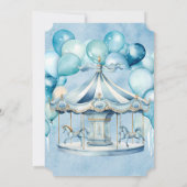 Blue Carousel mit Arch Balloons Boy Baby Dusche Einladung (Rückseite)