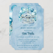 Blue Carousel mit Arch Balloons Boy Baby Dusche Einladung (Vorne/Hinten)
