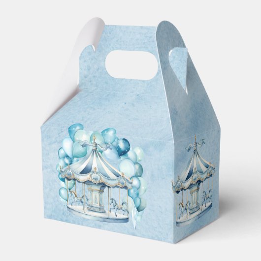 Blue Carousel mit Arch Balloons Boy Baby Dusche Geschenkschachtel (Rückseite)