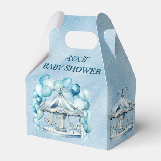 Blue Carousel mit Arch Balloons Boy Baby Dusche Geschenkschachtel (Vorderseite)
