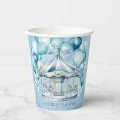 Blue Carousel mit Arch Balloons Boy Baby Dusche Pappbecher (Vorderseite)