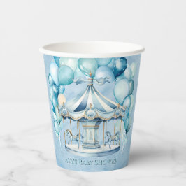 Blue Carousel mit Arch Balloons Boy Baby Dusche Pappbecher