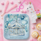 Blue Carousel mit Arch Balloons Boy Baby Dusche Pappteller (Party)