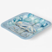 Blue Carousel mit Arch Balloons Boy Baby Dusche Pappteller (Gewinkelt)