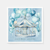 Blue Carousel mit Arch Balloons Boy Baby Dusche Serviette (Vorderseite)
