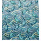 Blue Carp Koi Fischmuster Duschvorhang (Vorderseite)
