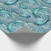 Blue Carp Koi Fischmuster Geschenkpapier (Ecke)