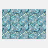 Blue Carp Koi Fischmuster Geschenkpapier Set (Vorderseite 2)