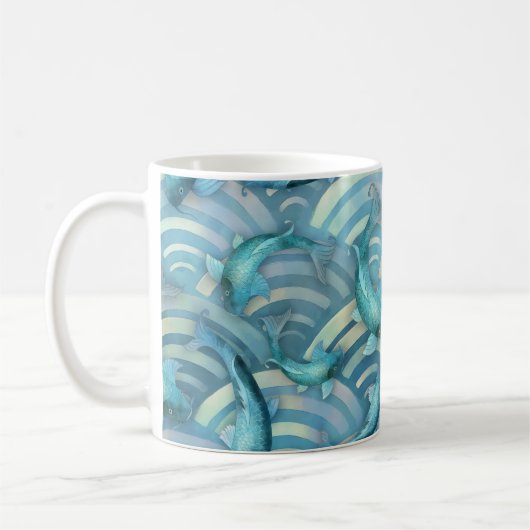 Blue Carp Koi Fischmuster Kaffeetasse (Links)
