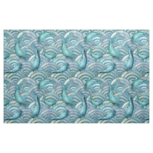 Blue Carp Koi Fischmuster Stoff (Fat Quarter (45,7 x 55,9 cm))
