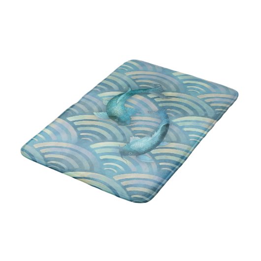 Blue Carp Koi Fish Badematte (Schrägansicht)