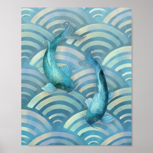 Blue Carp Koi Fish Poster (Vorne)