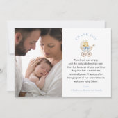 Blue Carriage Photo Baby Shower Thank You Card Dankeskarte (Vorderseite)