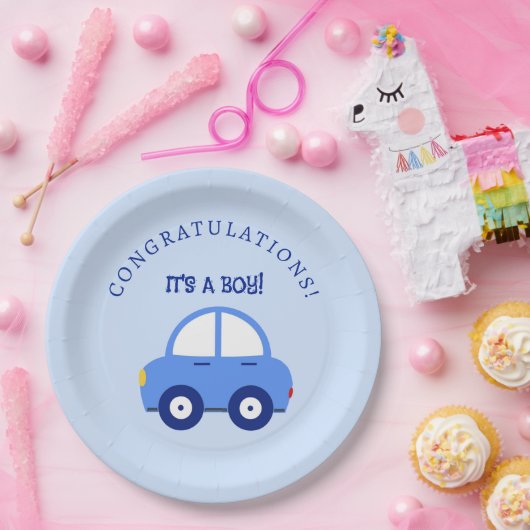 Blue Cars Es ist eine Baby-Dusche Pappteller (Party)