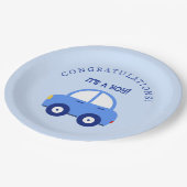 Blue Cars Es ist eine Baby-Dusche Pappteller (Schrägansicht)