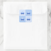 Blue Cars Geburtstag oder Kinderdusche Quadratischer Aufkleber (Tasche)