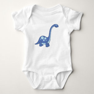 Blue Cartoon Apatosaurua Dinosaur Baby One-Piece Strampler