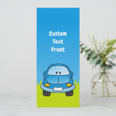Blue Cartoon Car Einladung (Stehend Vorderseite)