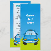 Blue Cartoon Car Einladung (Vorne/Hinten)