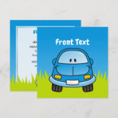Blue Cartoon Car Einladung (Vorne/Hinten)
