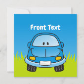 Blue Cartoon Car Einladung (Vorderseite)