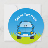 Blue Cartoon Car Einladung (Vorderseite)