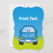 Blue Cartoon Car Einladung (Vorderseite)