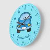 Blue Cartoon Car Große Wanduhr (Winkel)
