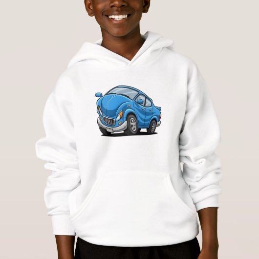 Blue Cartoon Car Hoodie (Vorderseite)