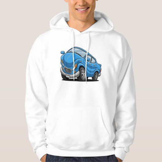 Blue Cartoon Car Hoodie (Vorderseite)