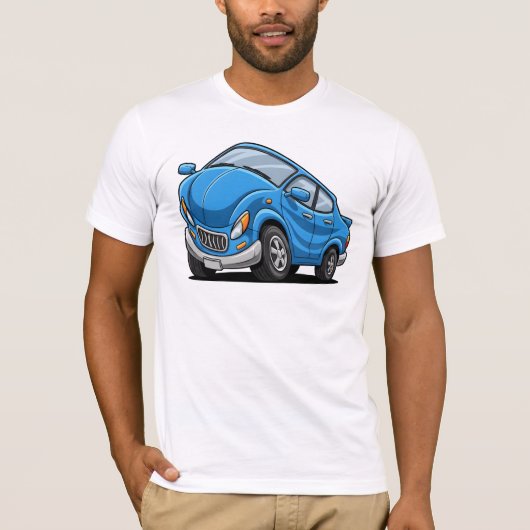Blue Cartoon Car T-Shirt (Vorderseite)