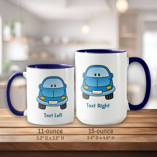 Blue Cartoon Car Tasse