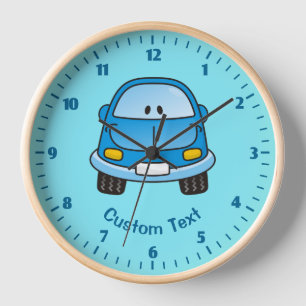 Blue Cartoon Car Uhr
