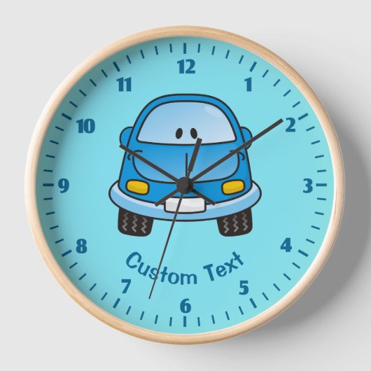 Blue Cartoon Car Uhr (Vorderseite)