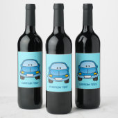 Blue Cartoon Car Weinetikett (Flaschen)