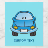 Blue Cartoon Car Weinetikett (Einzelnes Label)