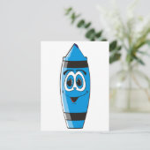 Blue Cartoon Crayon Postkarte (Stehend Vorderseite)