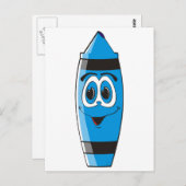 Blue Cartoon Crayon Postkarte (Vorne/Hinten)