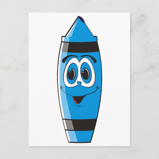 Blue Cartoon Crayon Postkarte (Vorderseite)