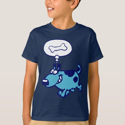 Blue Cartoon Dog denken an Knochen-Kinder-T - Shir T-Shirt (Vorderseite)