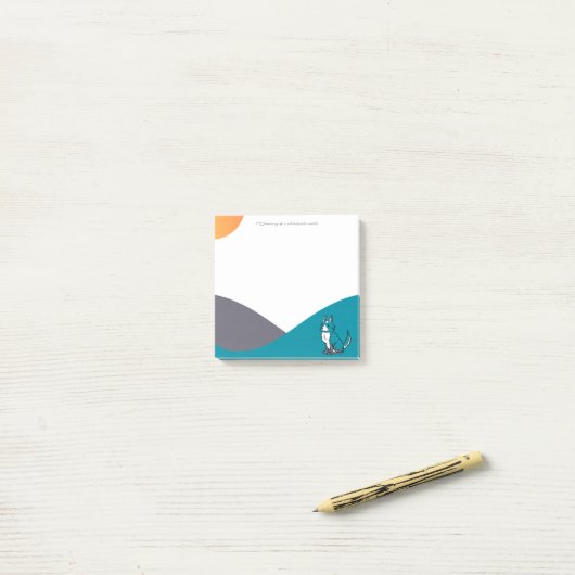 Blue Cartoon Dog Drawing Post-It Notes Post-it Klebezettel (Auf Schreibtisch)