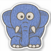 Blue Cartoon Elephant Aufkleber (Vorderseite)