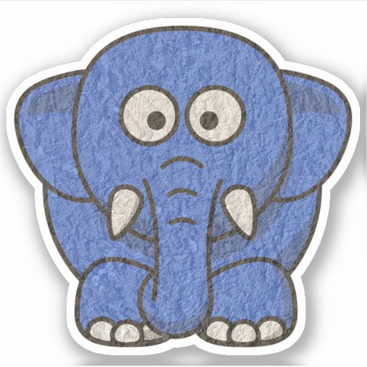 Blue Cartoon Elephant Aufkleber (Vorderseite)