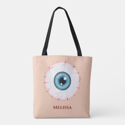 Blue Cartoon Eyeball Bloodshot Halloween Eyeball Tasche (Rückseite)