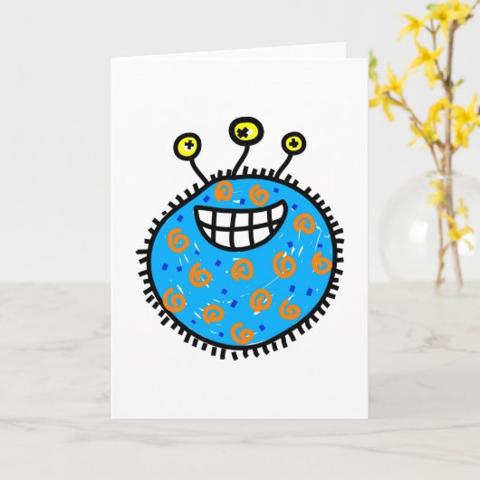 Blue Cartoon Germ Karte (Gelbe Blume)