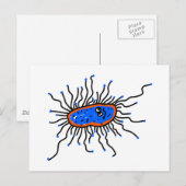 Blue Cartoon Germ Postkarte (Vorne/Hinten)