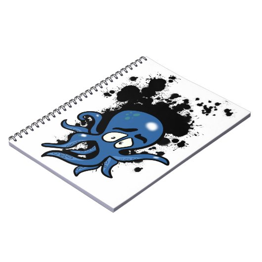 Blue Cartoon Octopus Notebook Notizblock (Linke Seite)